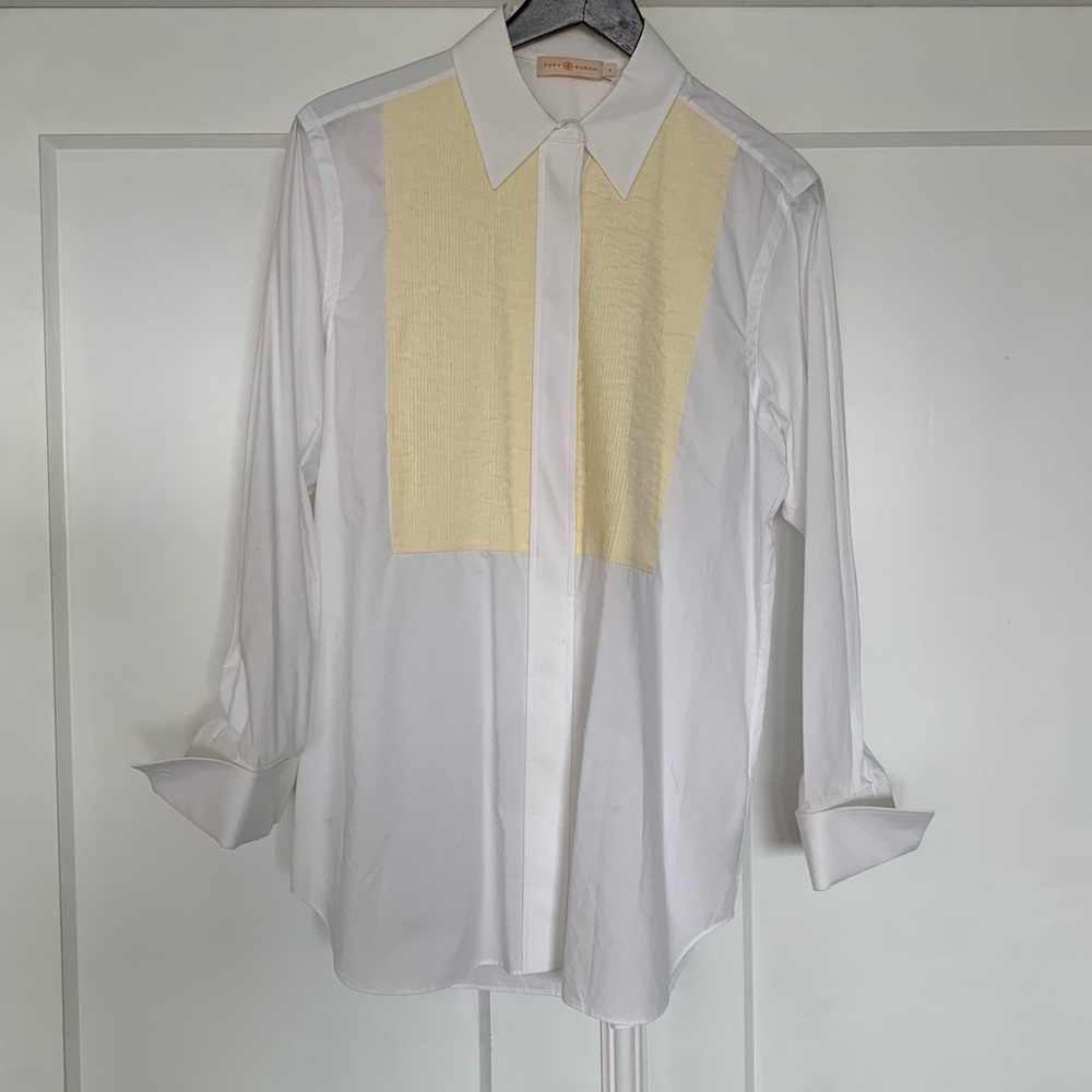Tory Burch White and Cream Button Up